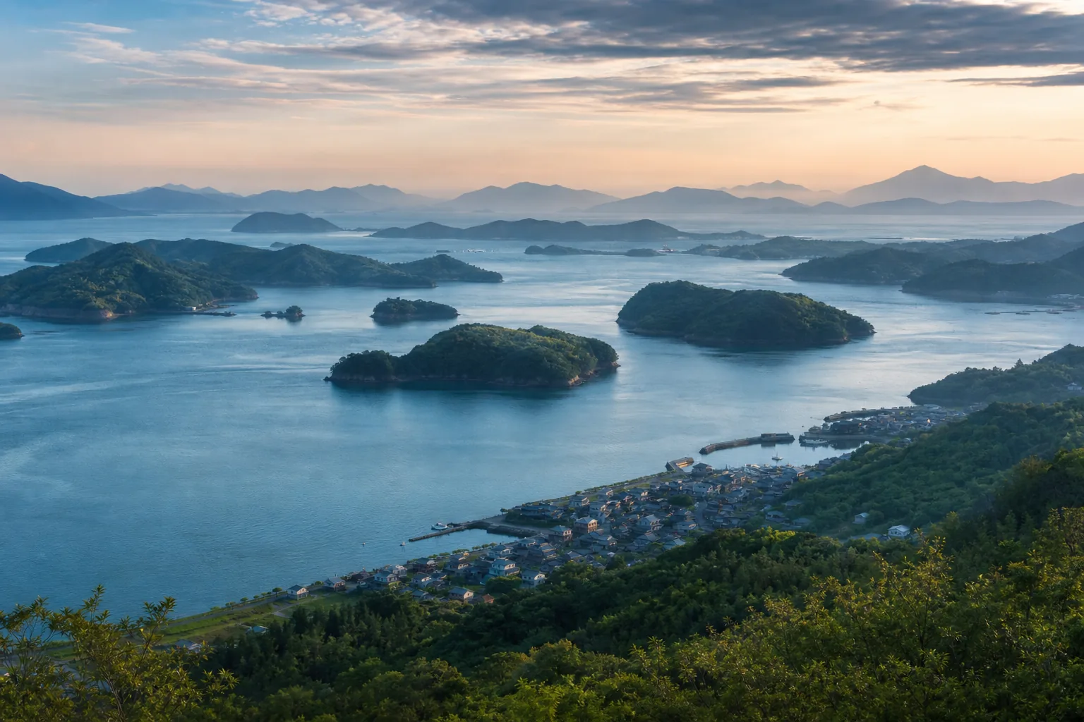 Layered islands and coastal landscapes across Japan