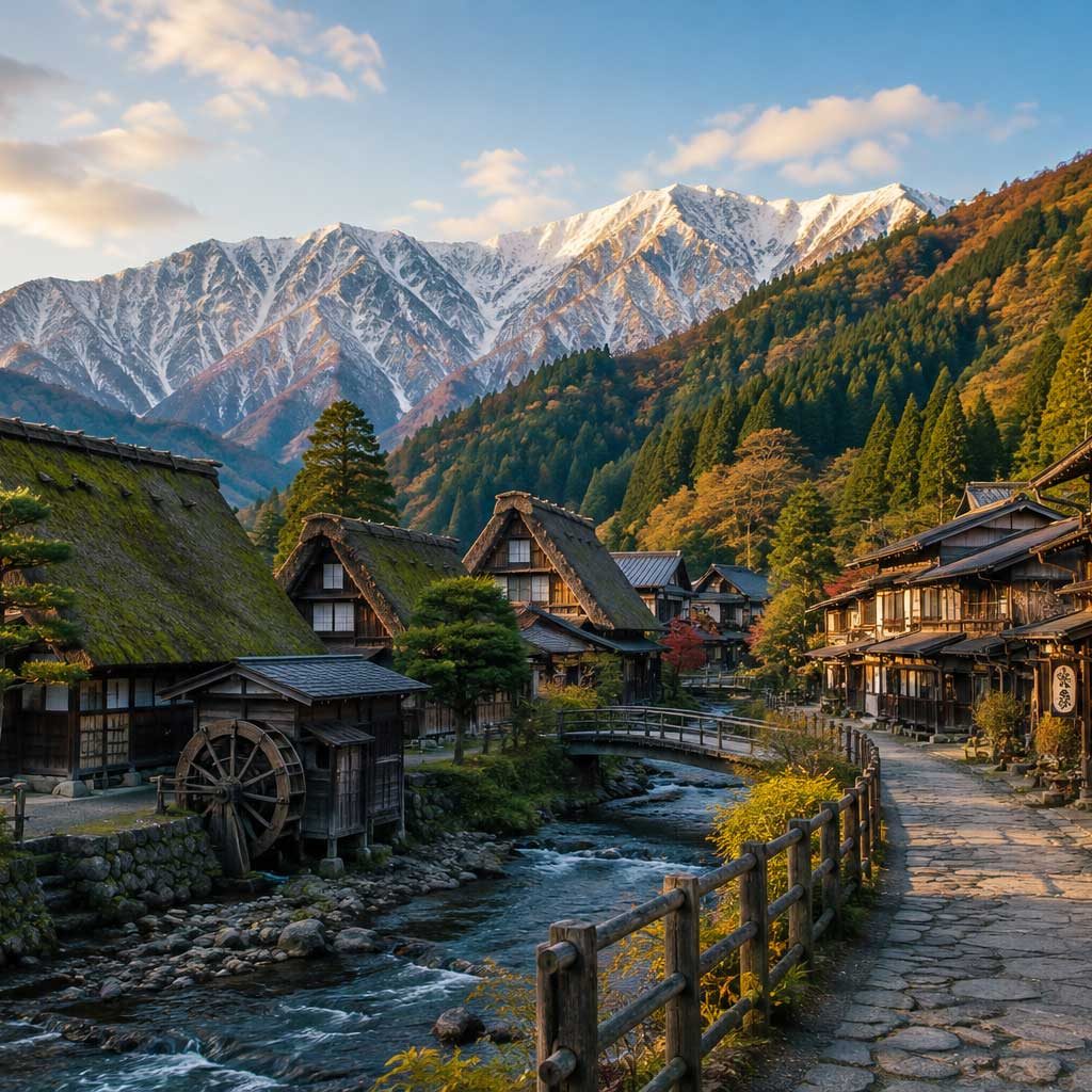 Quiet regional Japanese mountain town beyond the classic visitor route